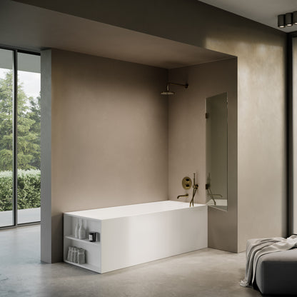 Cabina Aged Bronze Frameless Hinged Bath Shower Screen 800mm