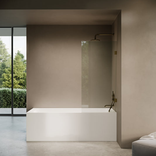 Cabina Aged Bronze Frameless Hinged Bath Shower Screen 800mm