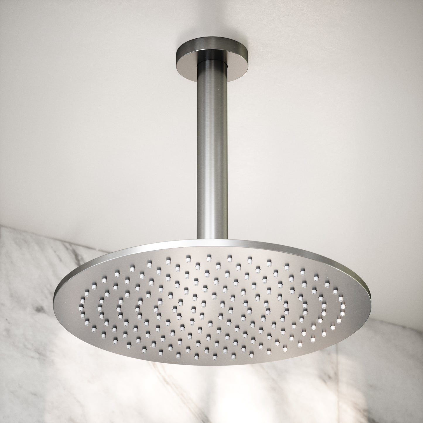 Luxe Brushed Stainless Ceiling Mount Shower Arm 200mm