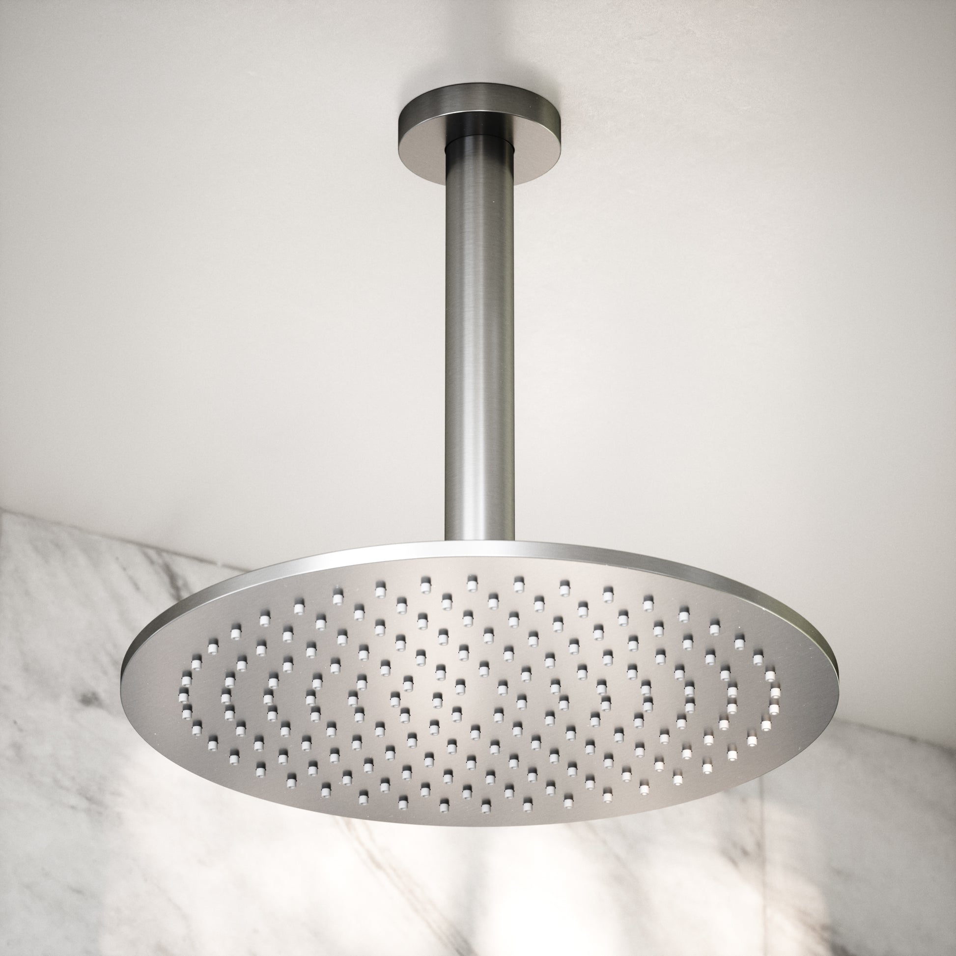 Luxe Brushed Stainless Ceiling Mount Shower Arm 200mm