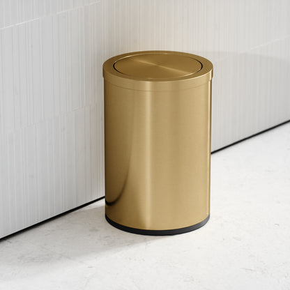 Lusso Cestino Brushed Gold 9 Litre Swing Lid Bin