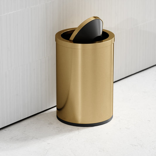 Lusso Cestino Brushed Gold 9 Litre Swing Lid Bin