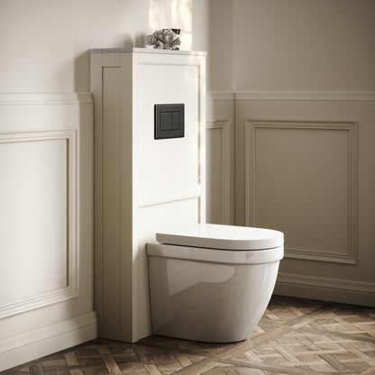 Berkeley Traditional Back to Wall Rimless Toilet with Concealed Cistern, Matte Cream Claridge Housing and Gunmetal Flush Plate