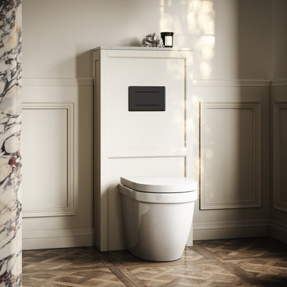 Berkeley Traditional Back to Wall Rimless Toilet with Concealed Cistern, Matte Cream Claridge Housing and Gunmetal Flush Plate