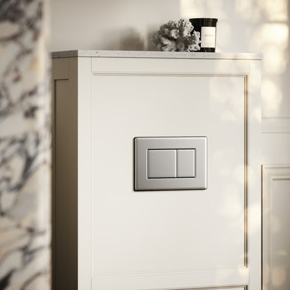 Berkeley Traditional Back to Wall Rimless Toilet with Concealed Cistern, Matte Cream Claridge Housing and Brushed Stainless Flush Plate