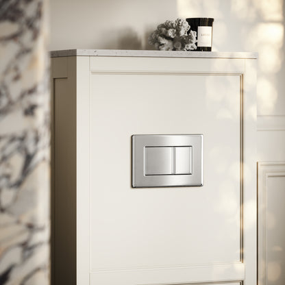 Berkeley Traditional Back to Wall Rimless Toilet with Concealed Cistern, Matte Cream Claridge Housing and Chrome Flush Plate
