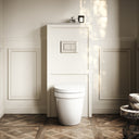 Berkeley Traditional Back to Wall Rimless Toilet with Concealed Cistern, Matte Cream Claridge Housing and Polished Nickel Flush Plate
