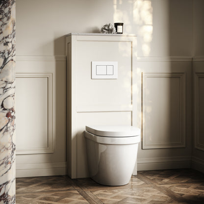 Berkeley Traditional Back to Wall Rimless Toilet with Concealed Cistern, Matte Cream Claridge Housing and Matte White Flush Plate