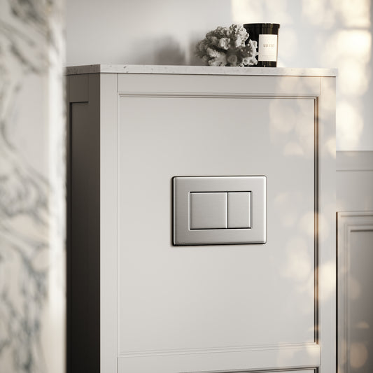Berkeley Traditional Back to Wall Rimless Toilet with Concealed Cistern, Velvet Stone Claridge Housing and Brushed Stainless Flush Plate