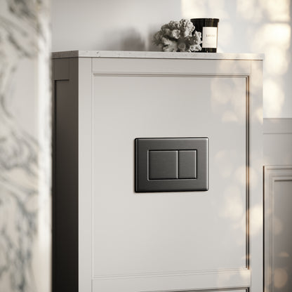 Berkeley Traditional Back to Wall Rimless Toilet with Concealed Cistern, Matte Stone Claridge Housing and Gunmetal Flush Plate