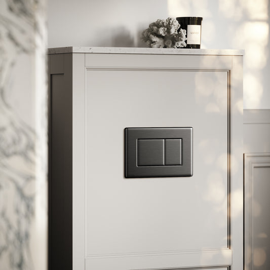 Berkeley Traditional Back to Wall Rimless Toilet with Concealed Cistern, Velvet Stone Claridge Housing and Gunmetal Black Flush Plate