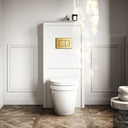Berkeley Traditional Back to Wall Rimless Toilet with Concealed Cistern, Matte White Claridge Housing and Brushed Gold Flush Plate