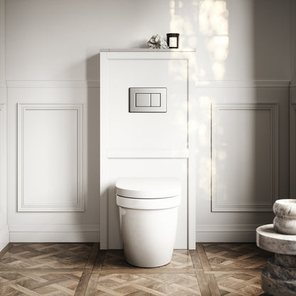 Berkeley Traditional Back to Wall Rimless Toilet with Concealed Cistern, Matte White Claridge Housing and Flush Plate