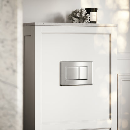 Berkeley Traditional Back to Wall Rimless Toilet with Concealed Cistern, Matte White Claridge Housing and Chrome Flush Plate