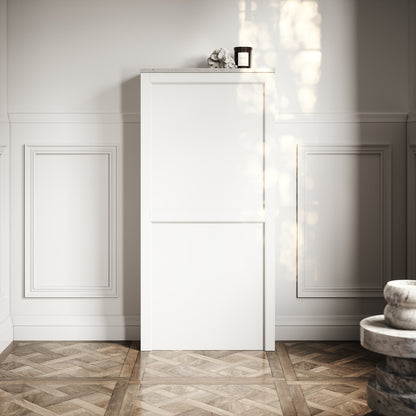Berkeley Traditional Back to Wall Rimless Toilet with Concealed Cistern, Matte White Claridge Housing and Polished Nickel Flush Plate