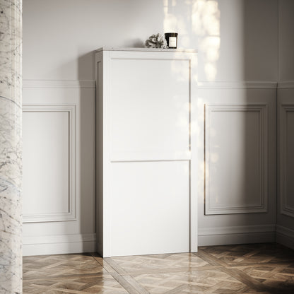 Berkeley Traditional Back to Wall Rimless Toilet with Concealed Cistern, Matte White Claridge Housing and Polished Nickel Flush Plate