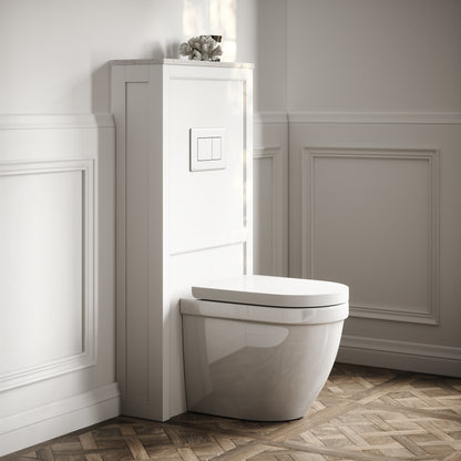 Berkeley Traditional Back to Wall Rimless Toilet with Concealed Cistern, Matte White Claridge Housing and Matte White Flush Plate