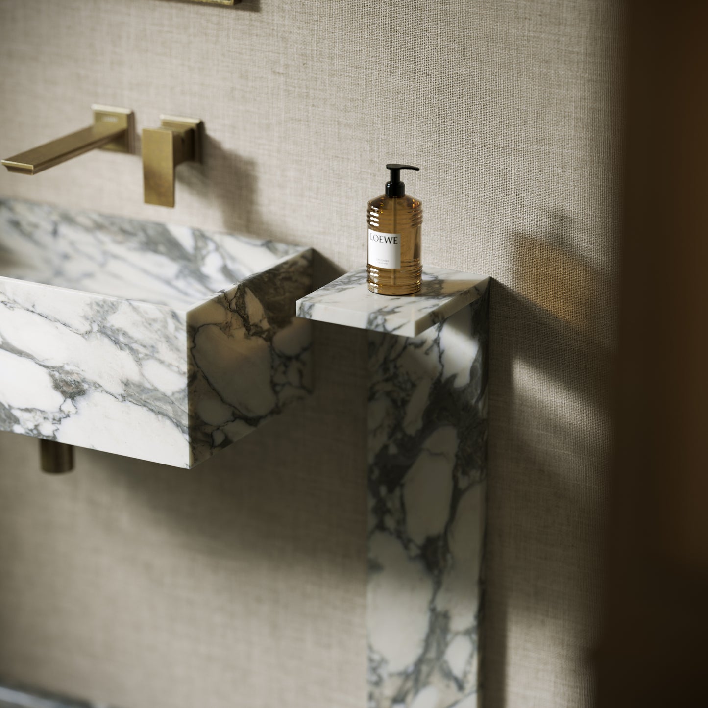 Colonna Arabescato Marble Pedestal Shelf