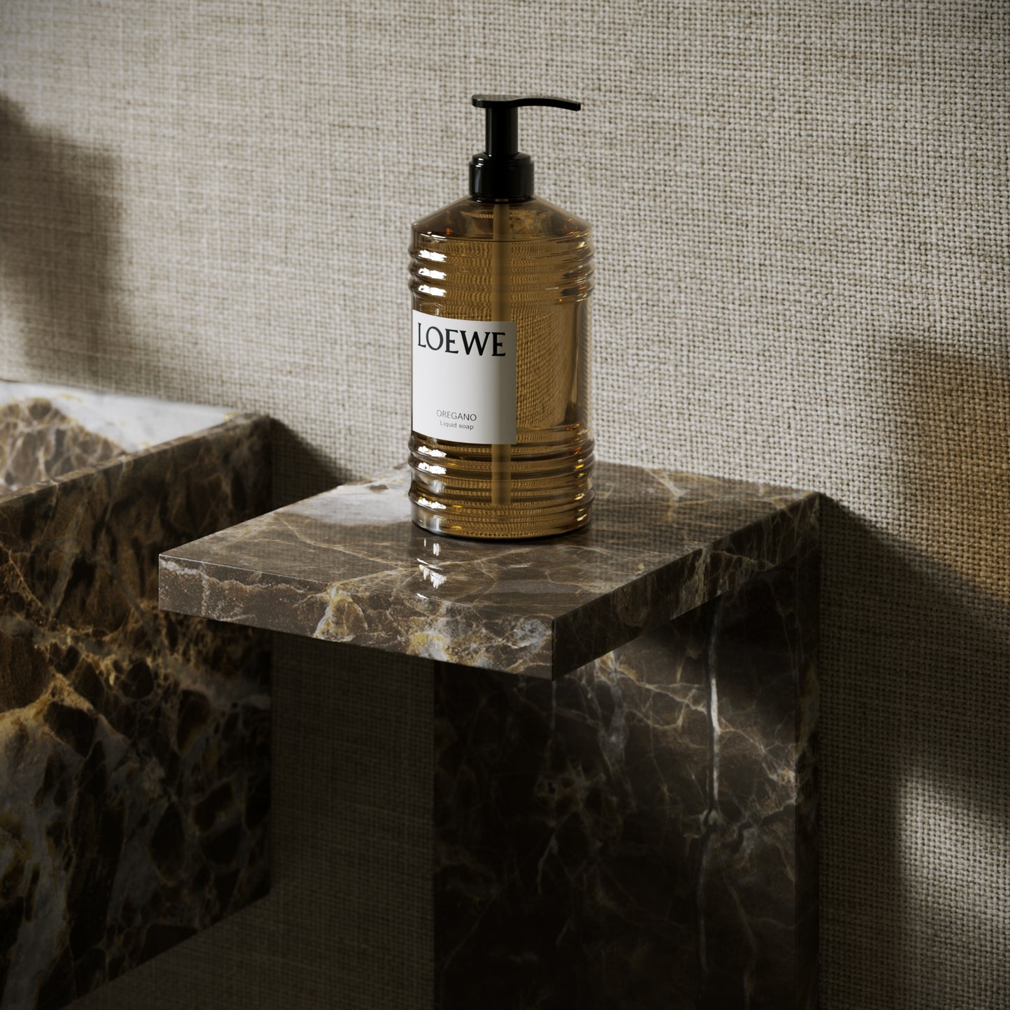 Colonna Dark Emperador Marble Pedestal Shelf