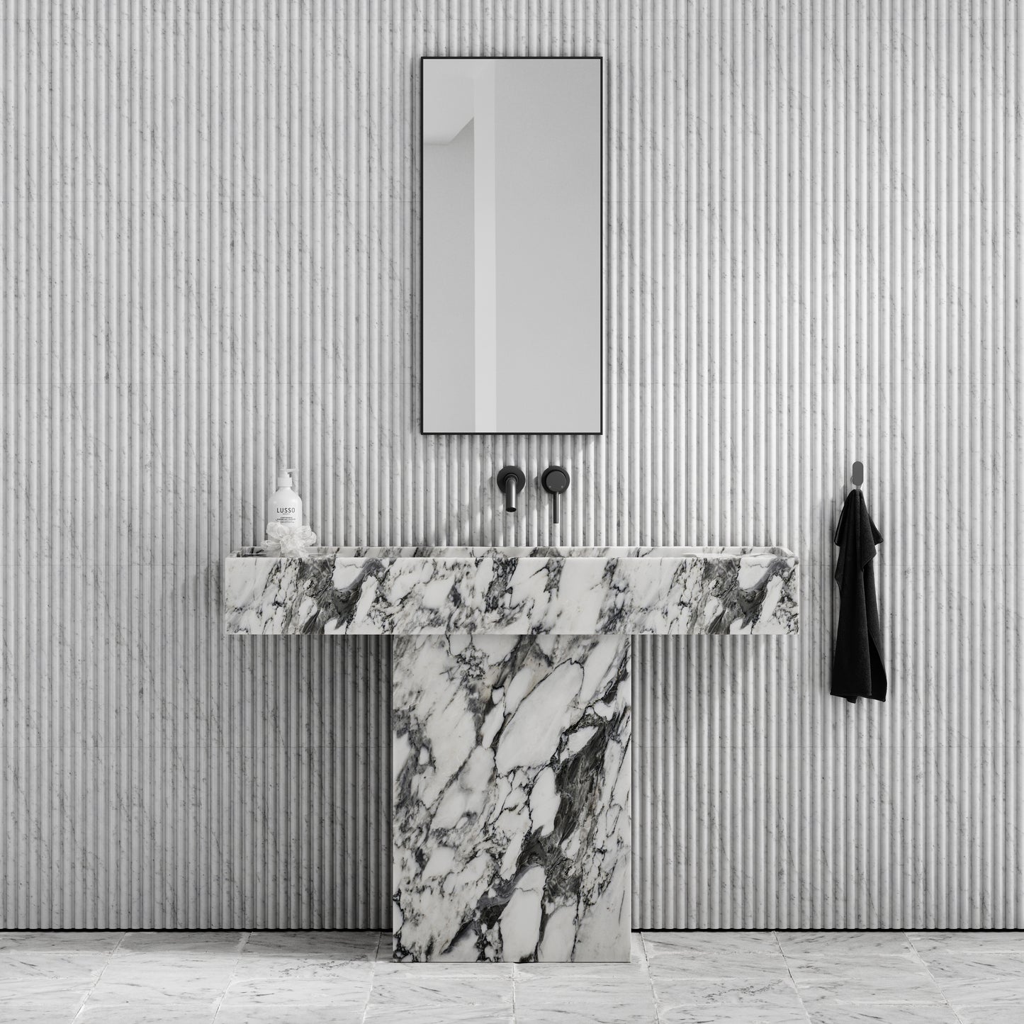 Concerto Arabescato Marble Pedestal Basin 1200mm