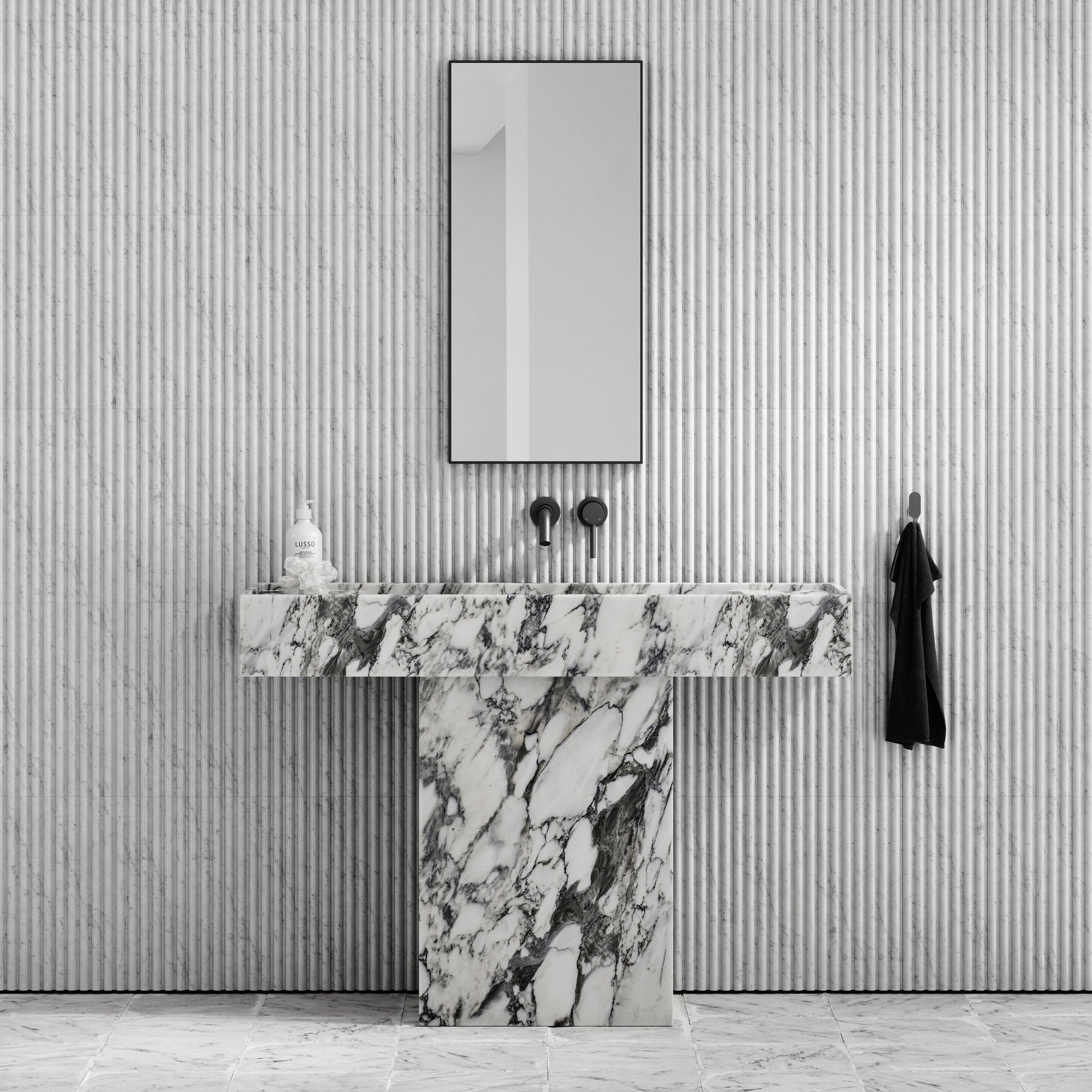Concerto Arabescato Marble Pedestal Basin 1200mm