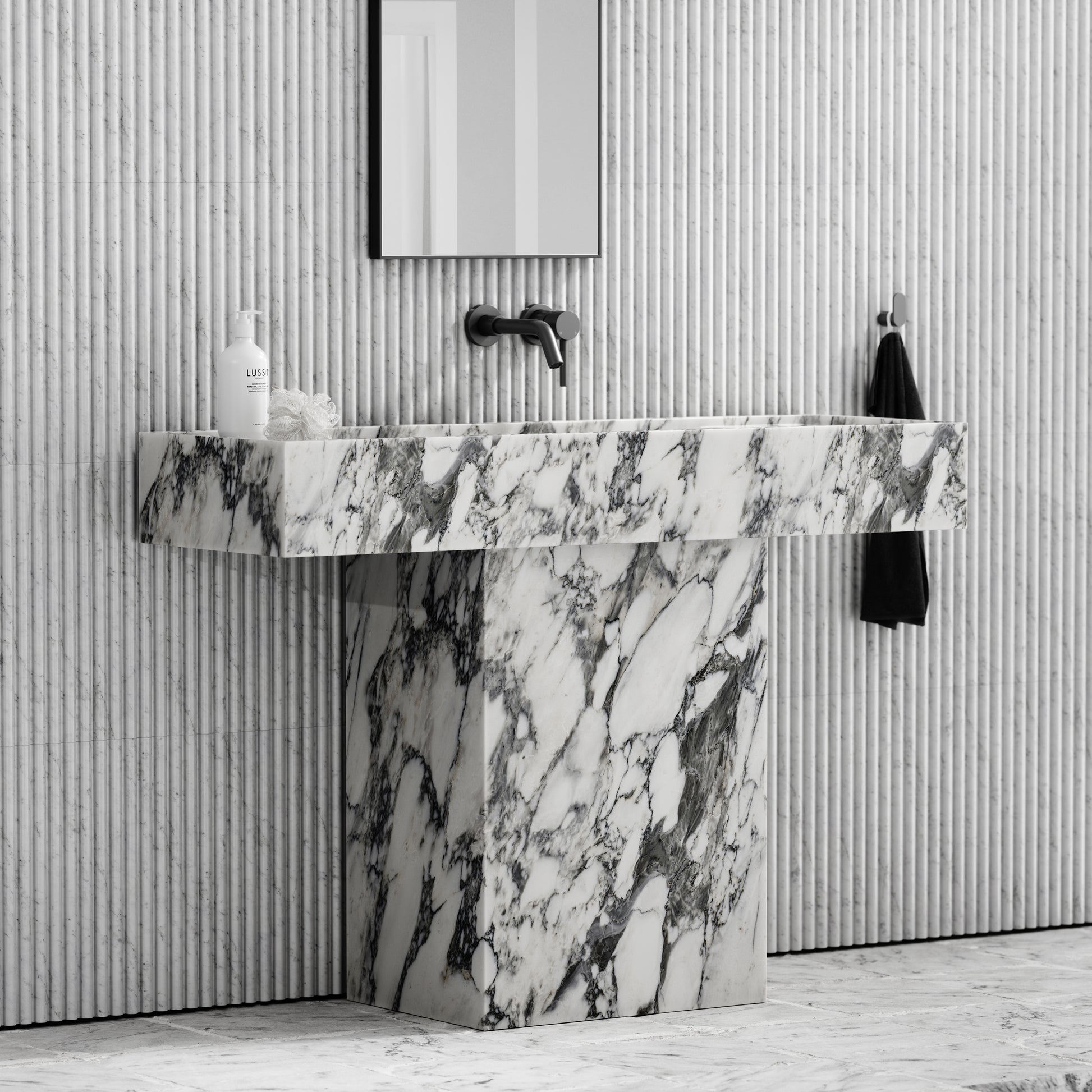 Concerto Arabescato Marble Pedestal Basin 1200mm