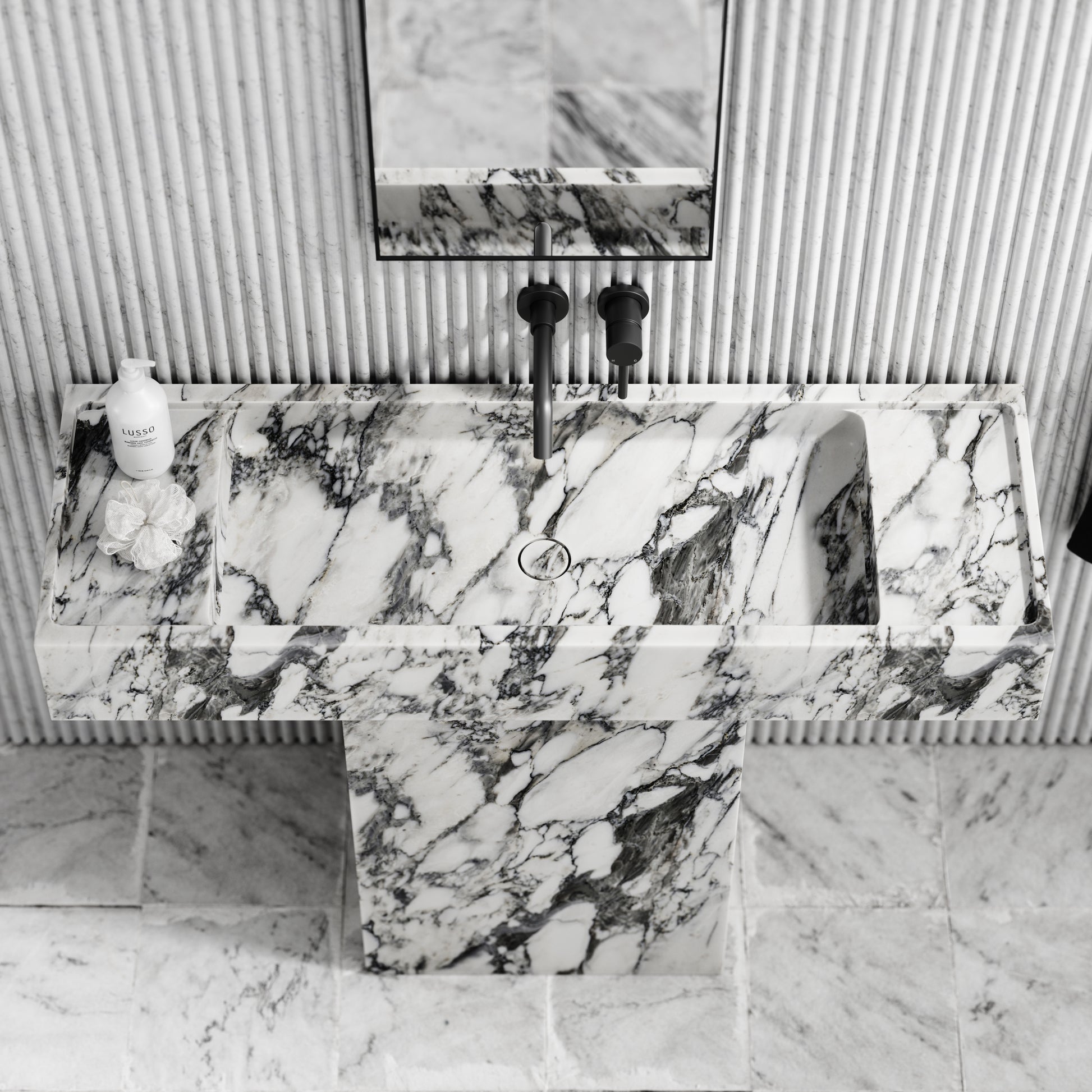 Concerto Arabescato Marble Pedestal Basin 1200mm