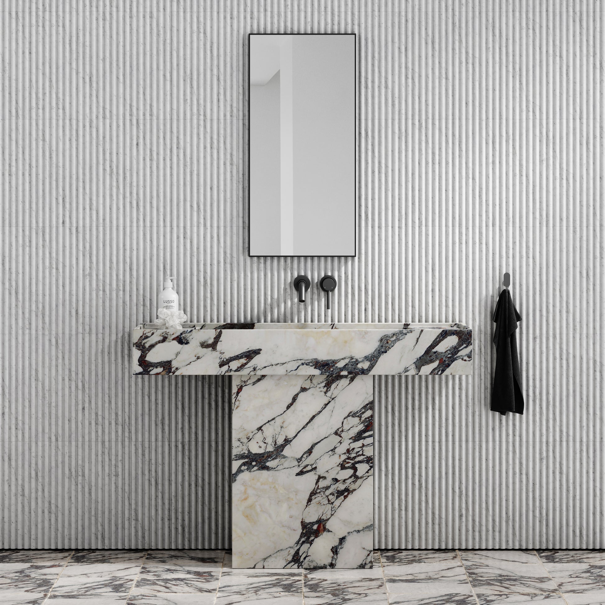 Concerto Calacatta Viola Marble Pedestal Basin 1200mm
