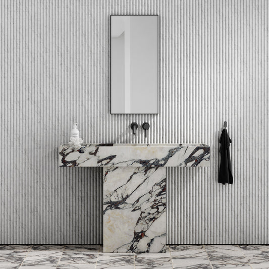 Concerto Calacatta Viola Marble Pedestal Basin 1200mm