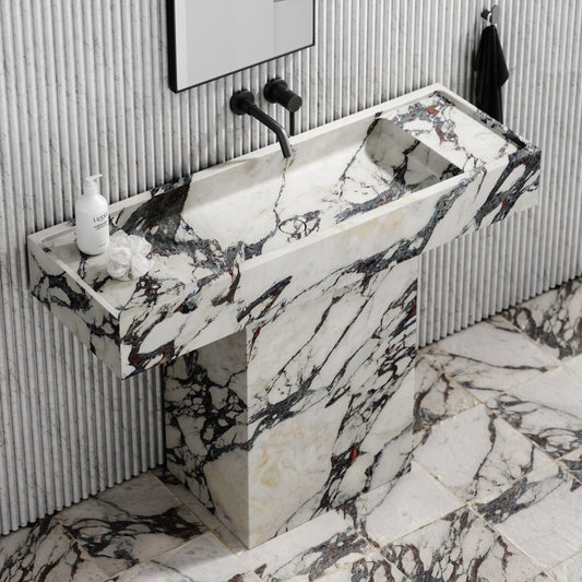 Concerto Calacatta Viola Marble Pedestal Basin 1200mm