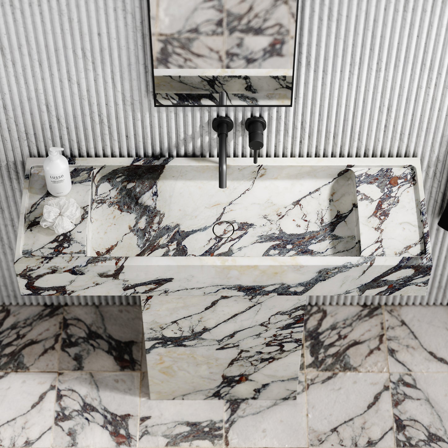 Concerto Calacatta Viola Marble Pedestal Basin 1200mm