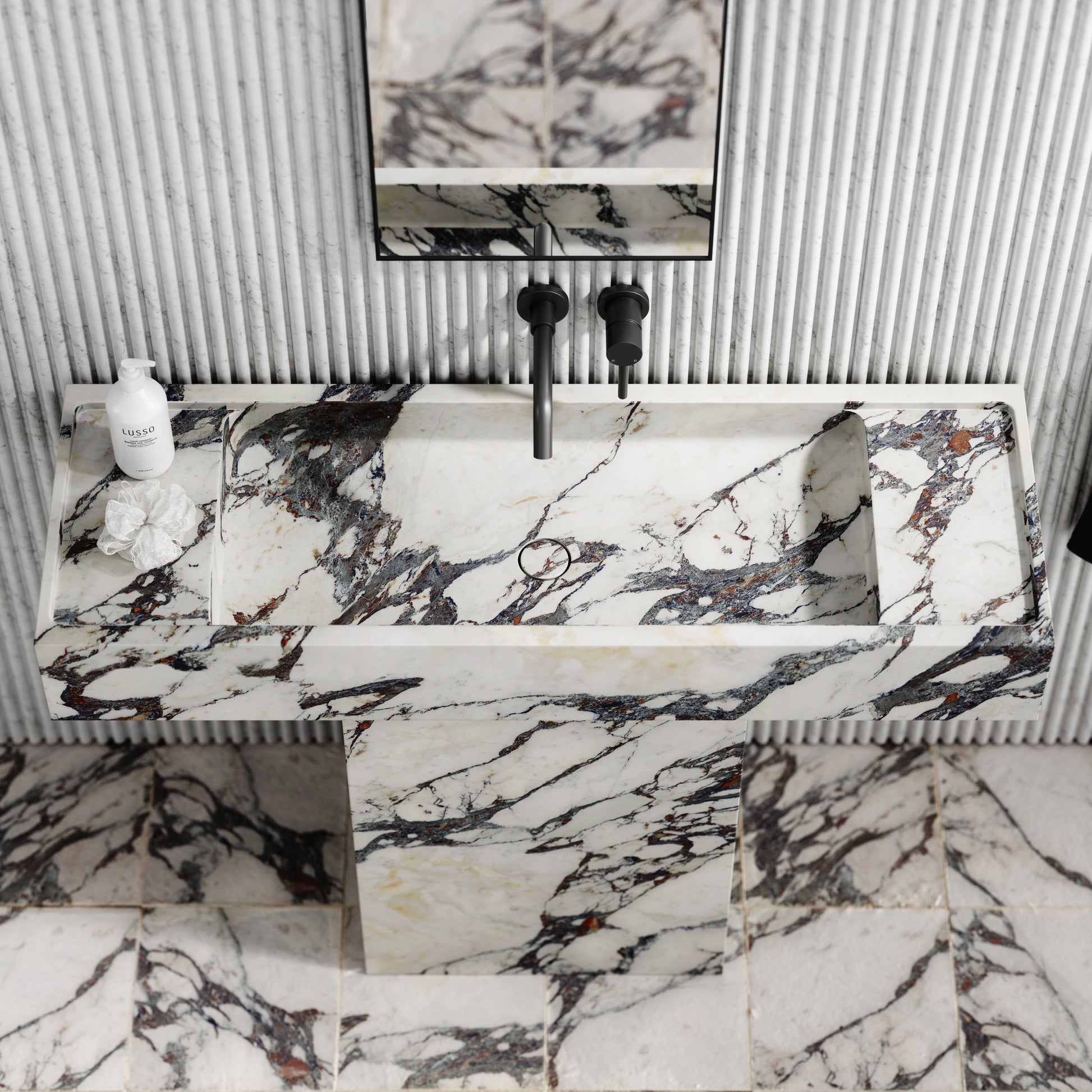 Concerto Calacatta Viola Marble Pedestal Basin 1200mm