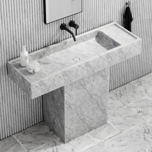 Concerto Carrara Marble Pedestal Basin 1200mm