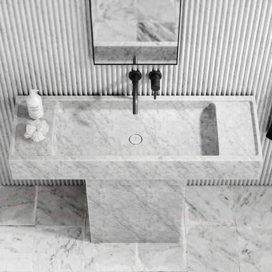 Concerto Carrara Marble Pedestal Basin 1200mm