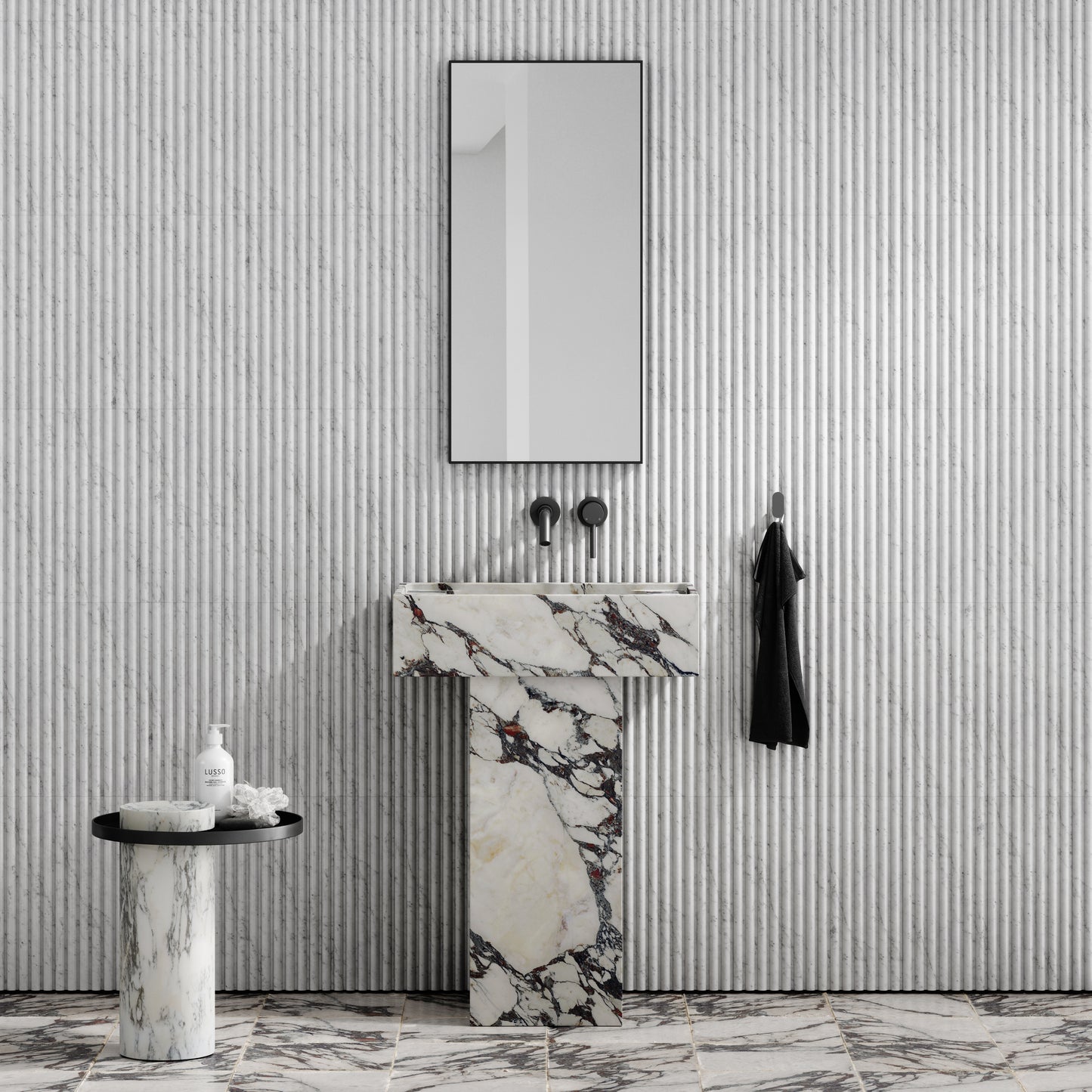 Concerto Calacatta Viola Marble Pedestal Basin 600mm