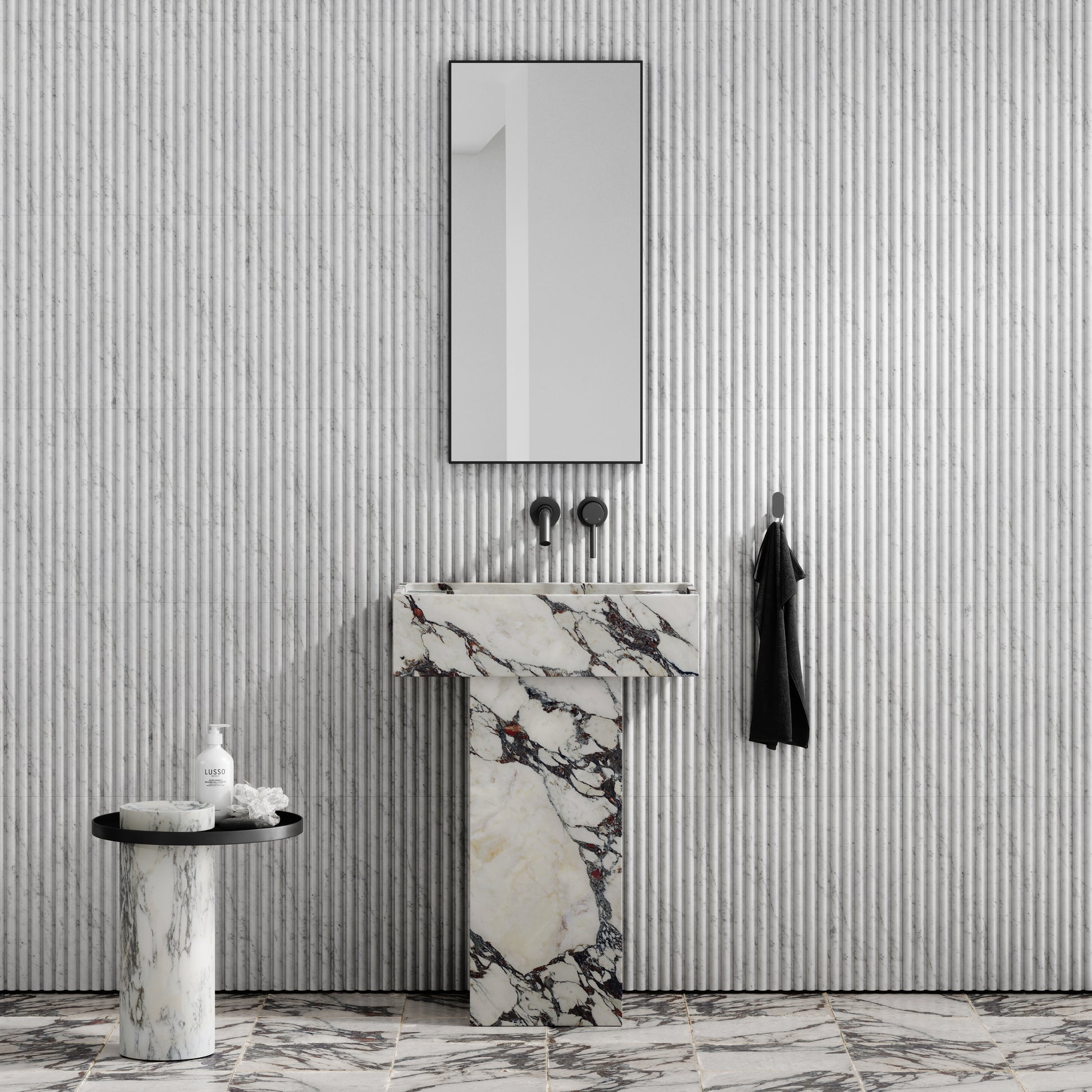 Concerto Calacatta Viola Marble Pedestal Basin 600mm