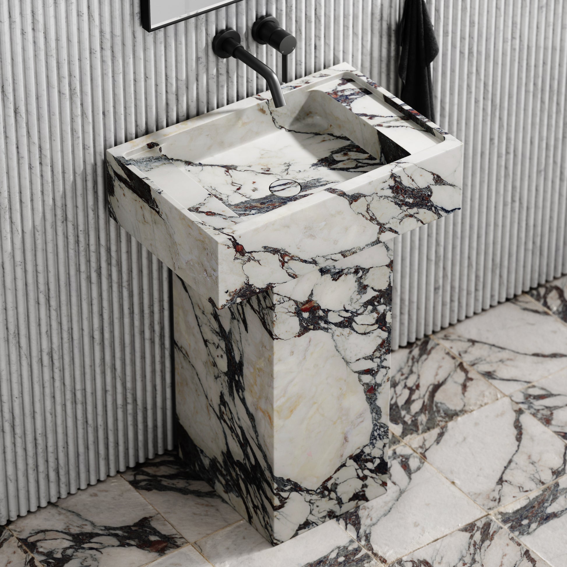 Concerto Calacatta Viola Marble Pedestal Basin 600mm