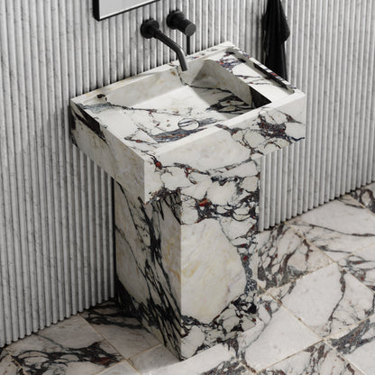 Concerto Calacatta Viola Marble Pedestal Basin 600mm