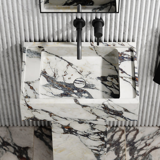 Concerto Calacatta Viola Marble Pedestal Basin 600mm