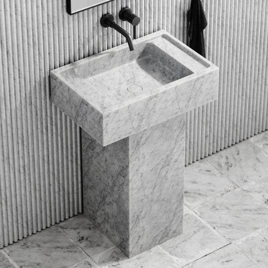 Concerto Carrara Marble Pedestal Basin 600mm