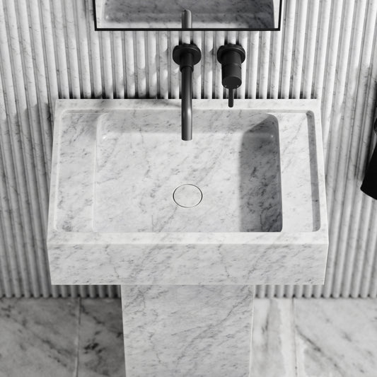 Concerto Carrara Marble Pedestal Basin 600mm