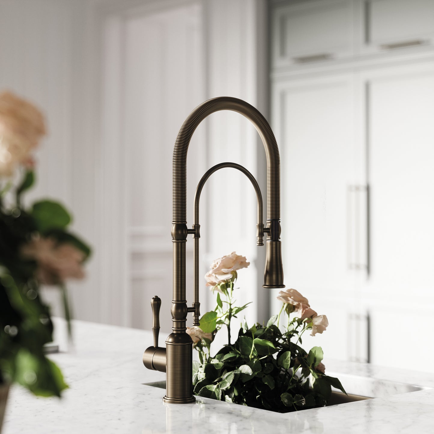 Claridge Brushed Bronze Traditional Pull Out Kitchen Tap