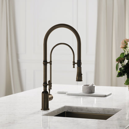 Claridge Brushed Bronze Traditional Pull Out Kitchen Tap