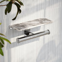 Deka Chrome Double Toilet Roll Holder with Arabescato Marble Shelf