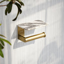 Deka Brushed Gold Toilet Roll Holder with Arabescato Marble Shelf