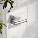 Deka Brushed Stainless Toilet Roll Holder with Carrara Marble Shelf