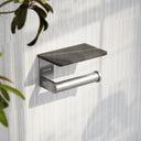 Deka Brushed Stainless Toilet Roll Holder with Pietra Grey Marble Shelf