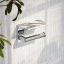Deka Chrome Toilet Roll Holder with Arabescato Marble Shelf