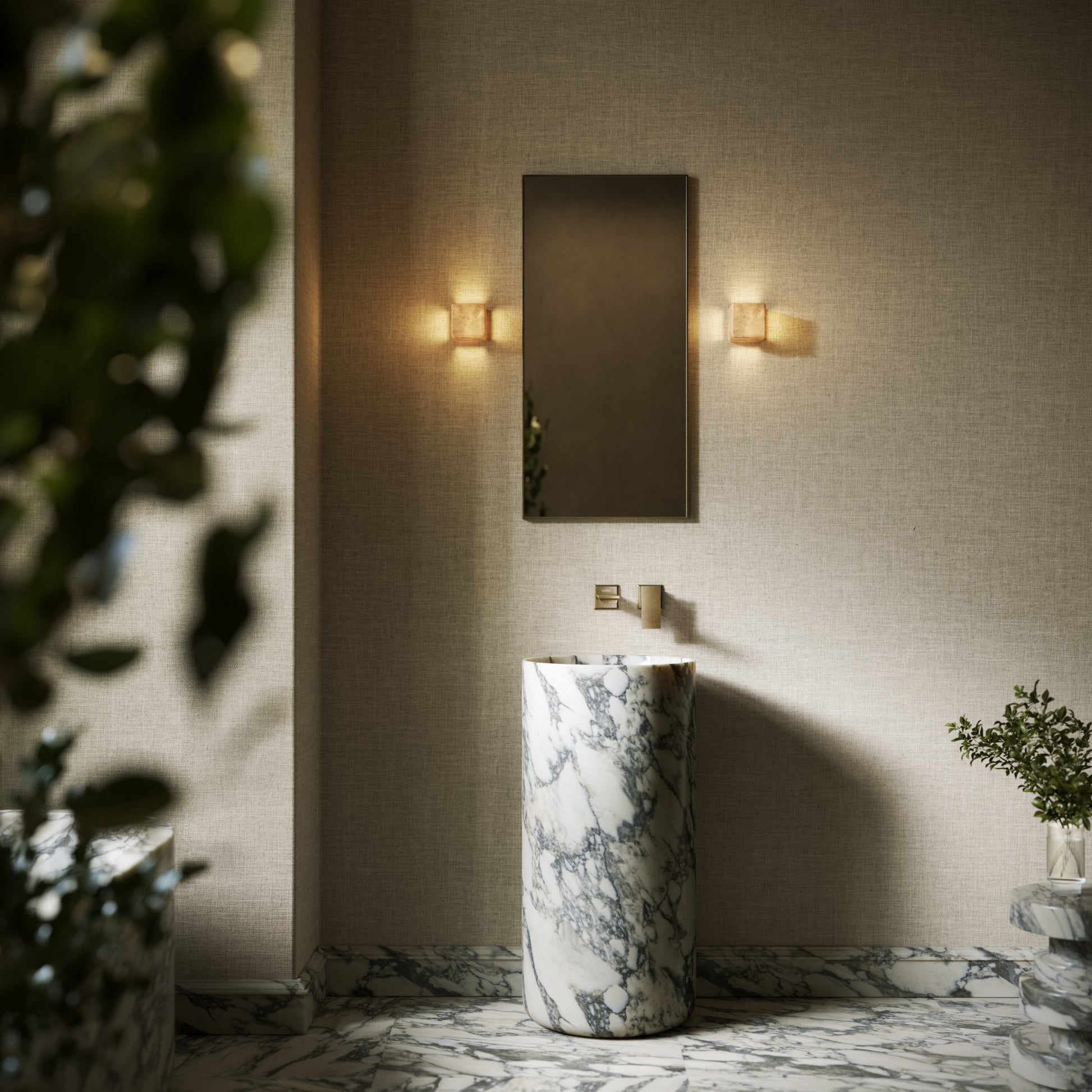 Designo Arabescato Marble Pedestal Basin 400mm