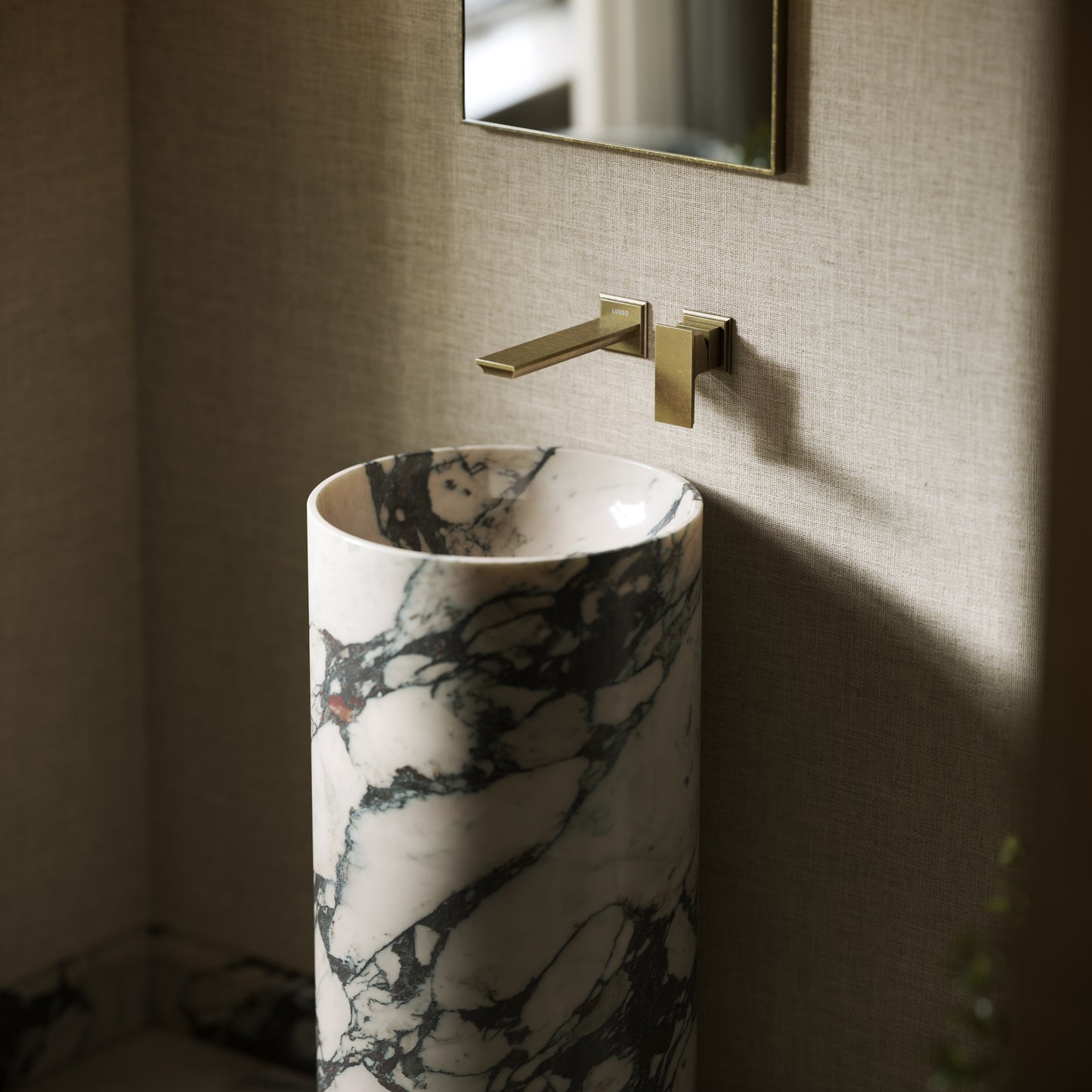 Designo Calacatta Viola Marble Pedestal Basin 400mm
